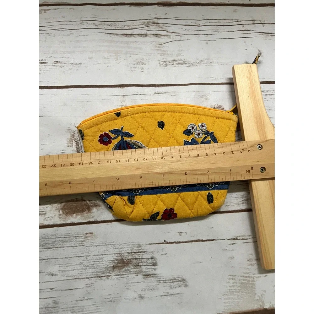 VTG Vera Bradley Cosmetic Pouch Yellow Floral Quilted Cotton Zipper Bag OS